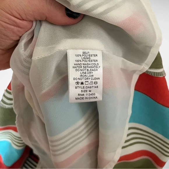 LULUMARI Women's‎ Striped Maxi Dress With Collar Tie Front Detail Medium | EUC - Picture 7 of 8